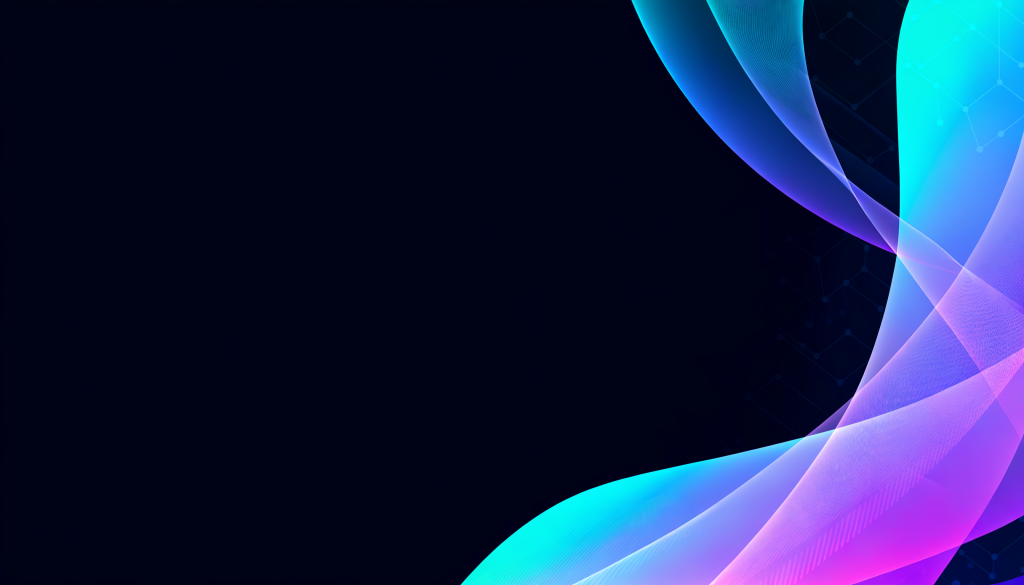 Vagues abstraites cyan et violet sur fond sombre, univers IA et cybersécurité